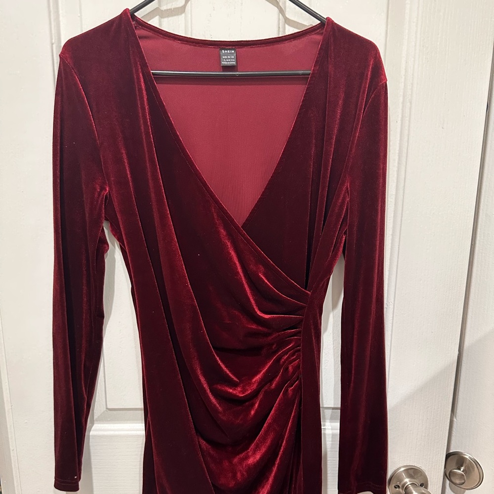 Maroon Velvet Dress
